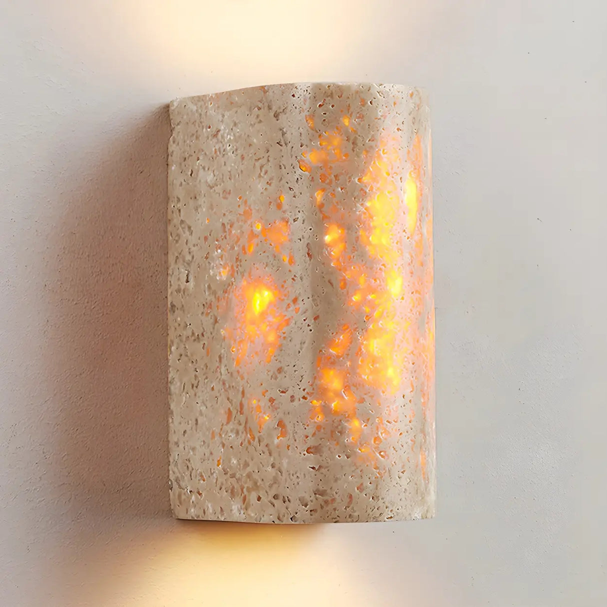 Exquisite Beige Cylinder Stone Exterior LED Wall Lamp Image - 8