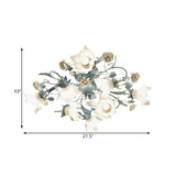 Exquisite Blue Floral 6-Head Semi-Flush Mount Light #size