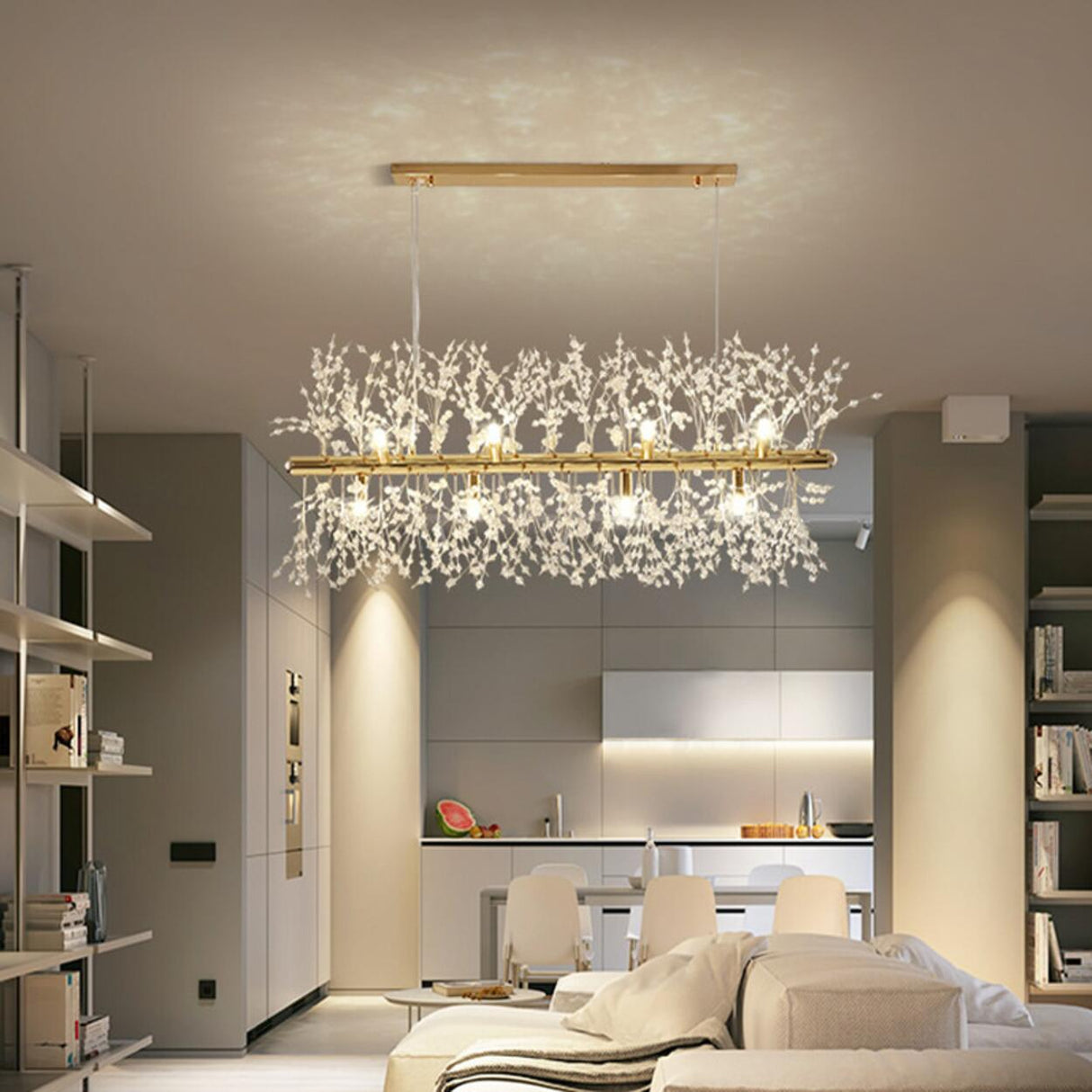 Exquisite Branch Crystal Island Ceiling Light Fixture Image - 1