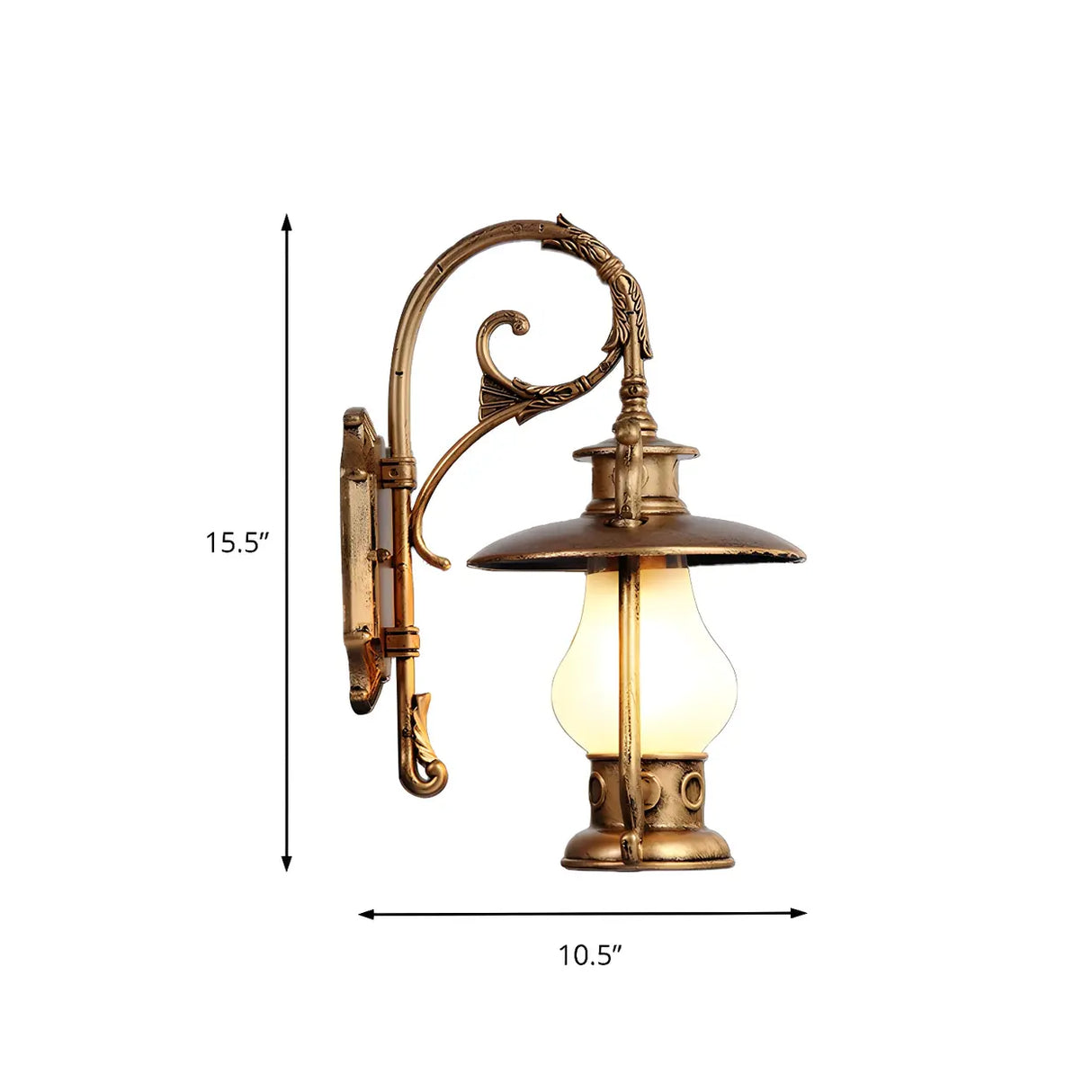 Exquisite Brass Lantern Glass Exterior LED Wall Sconce 