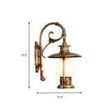 Exquisite Brass Lantern Glass Exterior LED Wall Sconce #size