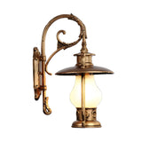 Exquisite Brass Lantern Glass Exterior LED Wall Sconce Image - 4