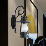 Exquisite Brass Lantern Glass Exterior LED Wall Sconce Image - 7