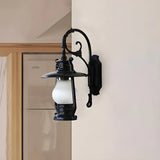 Exquisite Brass Lantern Glass Exterior LED Wall Sconce Image - 8