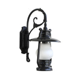 Exquisite Brass Lantern Glass Exterior LED Wall Sconce Image - 9