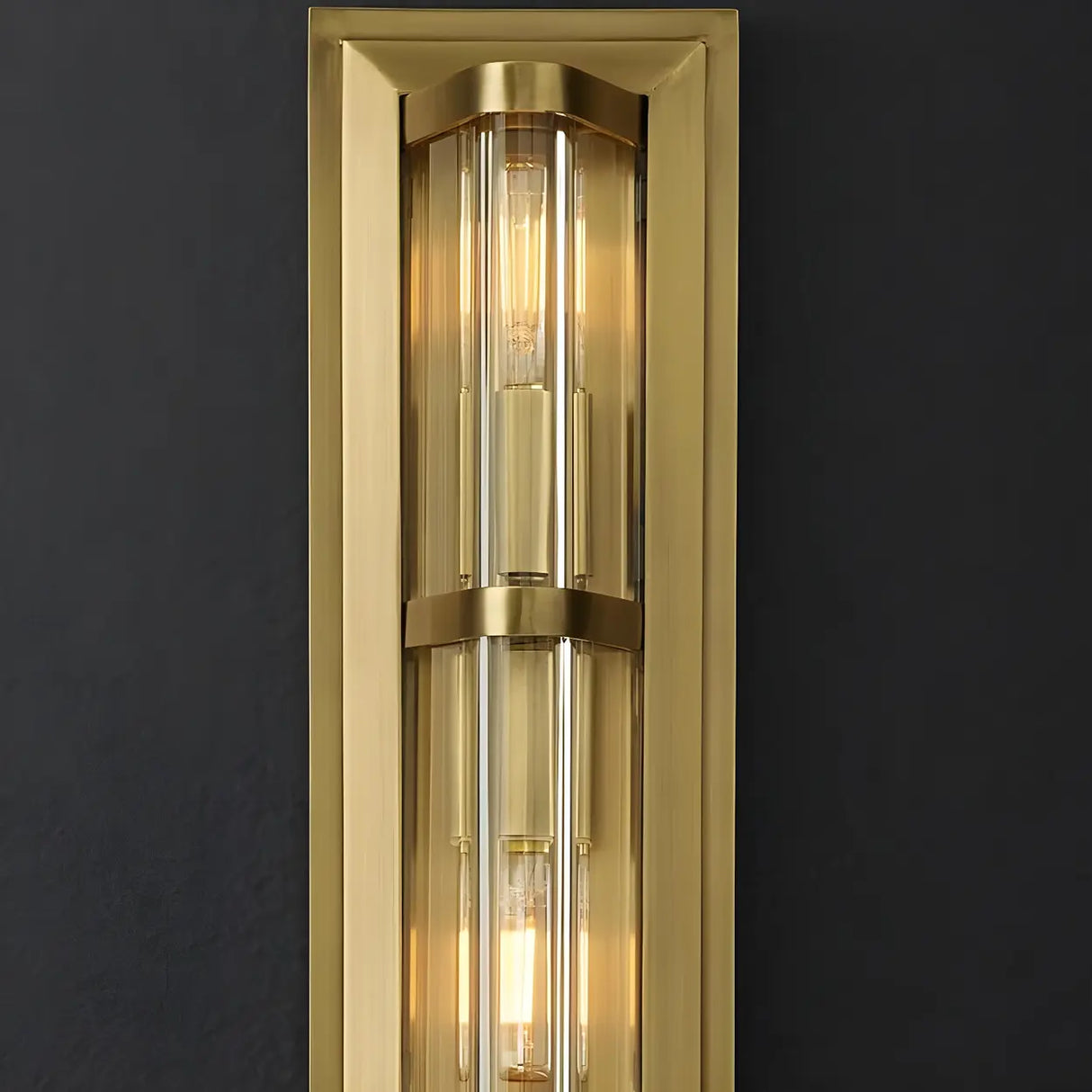 Exquisite Clear Tubes Brass LED Vanity Light Fixture Image - 11