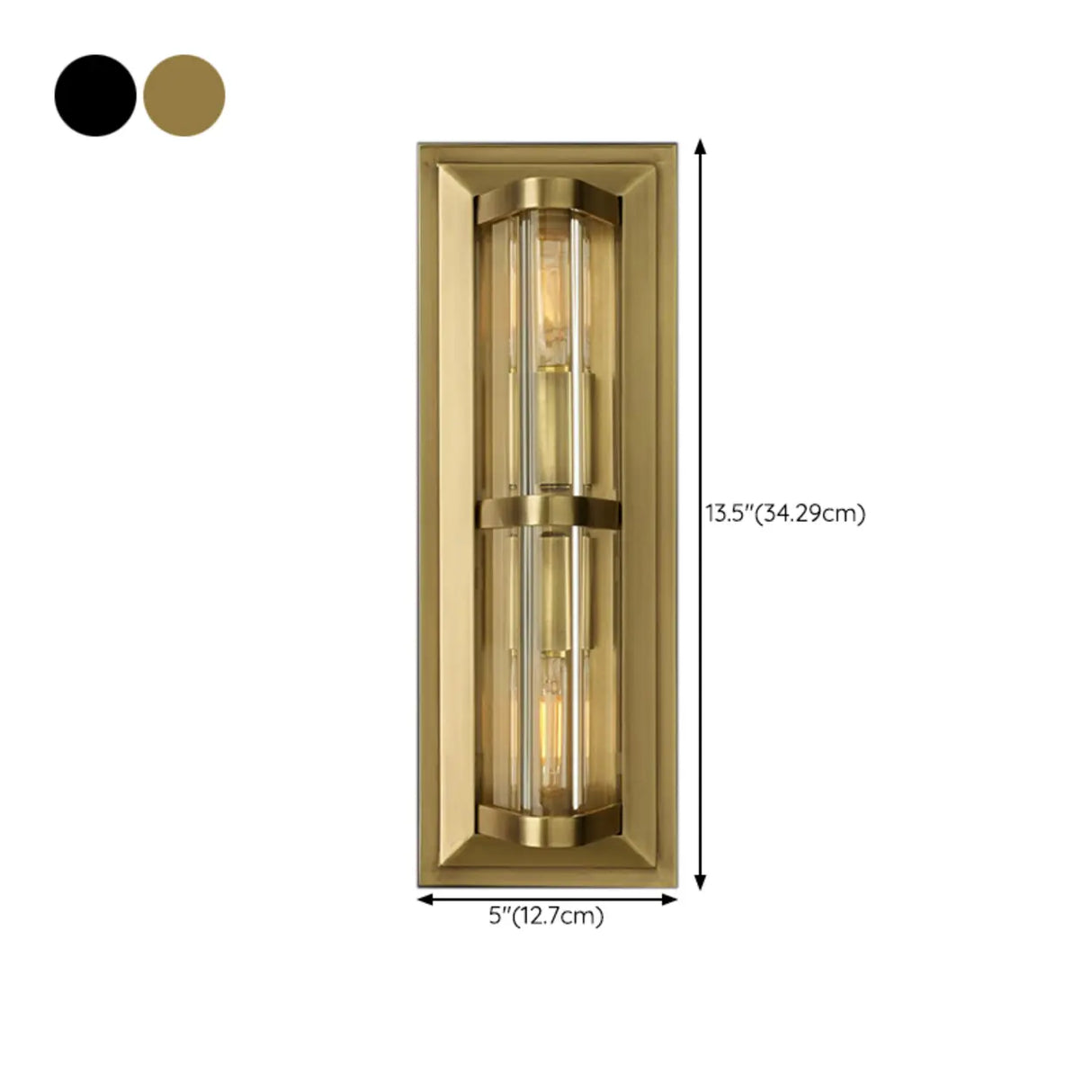 Exquisite Clear Tubes Brass LED Vanity Light Fixture 