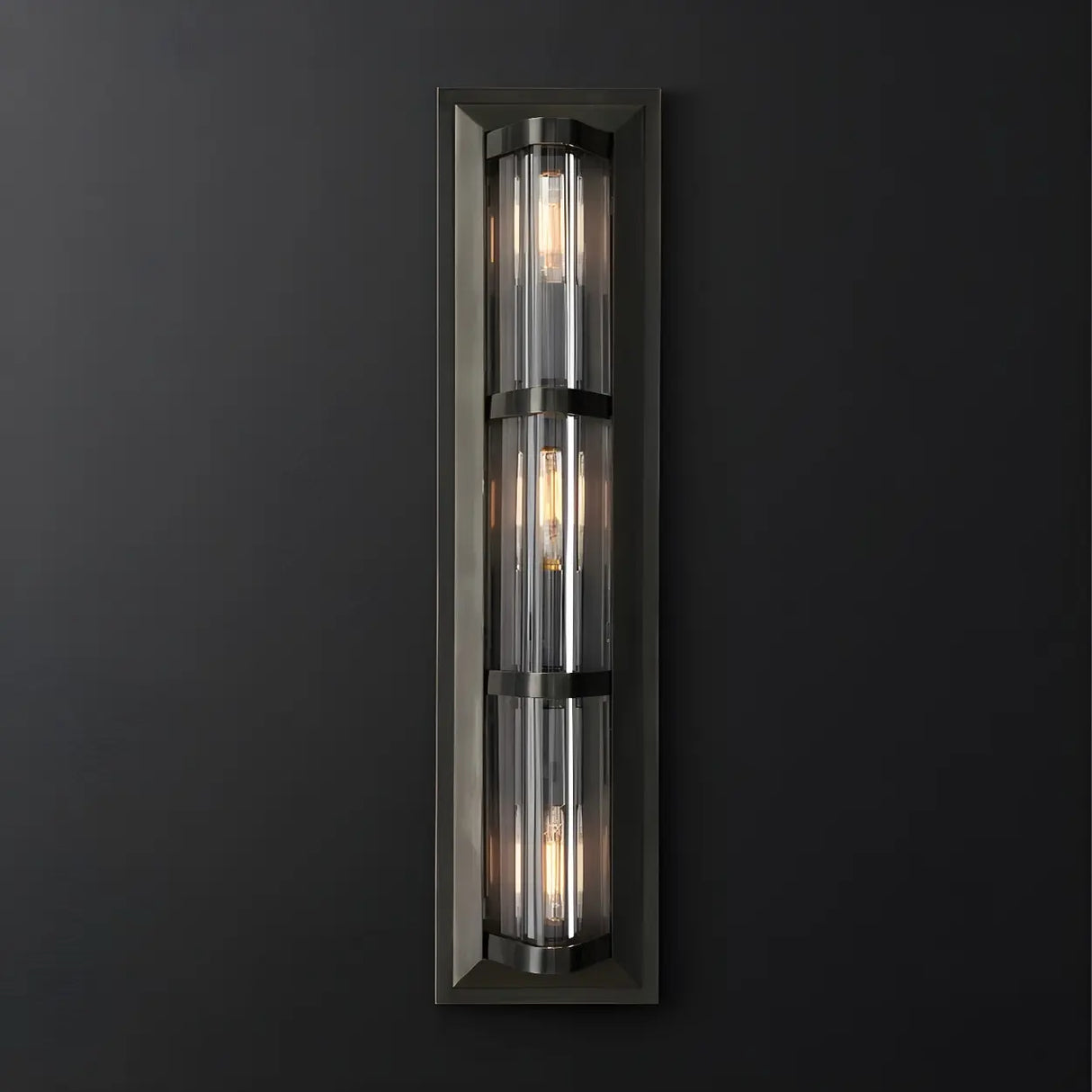 Exquisite Clear Tubes Brass LED Vanity Light Fixture Image - 6