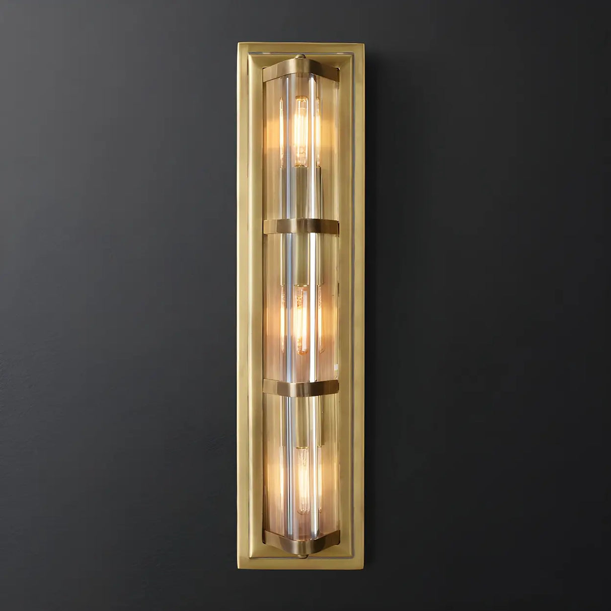 Exquisite Clear Tubes Brass LED Vanity Light Fixture Image - 7