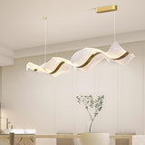 Exquisite Clear Wave Metal Island Pendant Light Image - 11