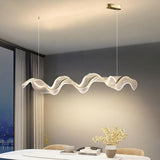 Exquisite Clear Wave Metal Island Pendant Light Image - 13