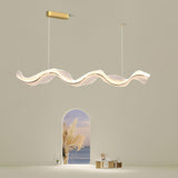 Exquisite Clear Wave Metal Island Pendant Light Image - 14