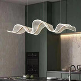 Exquisite Clear Wave Metal Island Pendant Light Image - 4