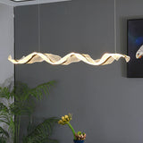 Exquisite Clear Wave Metal Island Pendant Light Image - 8