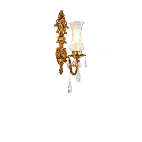 Exquisite Crystal and Frosted Glass Gold Wall Sconce Image - 2