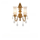 Exquisite Crystal and Frosted Glass Gold Wall Sconce Image - 3