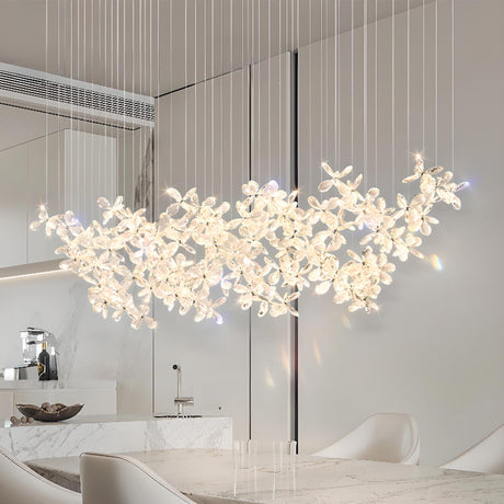 Exquisite Crystal Floral Island Chandelier Light Image - 2