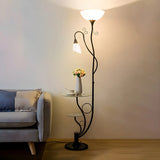 Exquisite Dome and  Curved Metal Floor Lamp with Shelf Image - 2