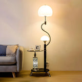 Exquisite Dome and  Curved Metal Floor Lamp with Shelf Image - 6