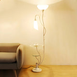 Exquisite Dome and  Curved Metal Floor Lamp with Shelf Image - 7