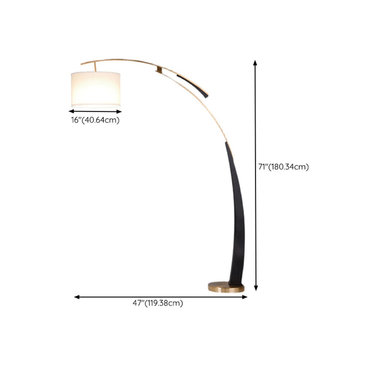 Exquisite Drum and Dual-Tone Base Arched Floor Lamp 