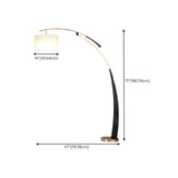 Exquisite Drum and Dual-Tone Base Arched Floor Lamp #size