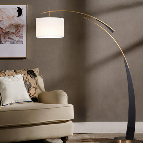 Exquisite Drum and Dual-Tone Base Arched Floor Lamp Image - 2