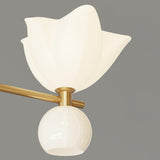 Exquisite Floral 4-Light Gold Rod Island Ceiling Light Image - 10