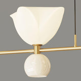 Exquisite Floral 4-Light Gold Rod Island Ceiling Light Image - 11