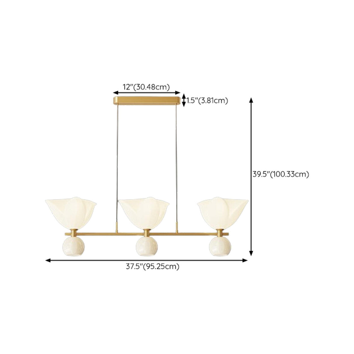 Exquisite Floral 4-Light Gold Rod Island Ceiling Light 