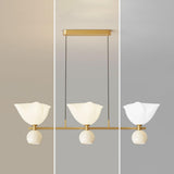 Exquisite Floral 4-Light Gold Rod Island Ceiling Light Image - 9