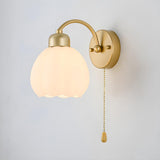 Exquisite Floral Glass Wall Light with Pull Chain Image - 3