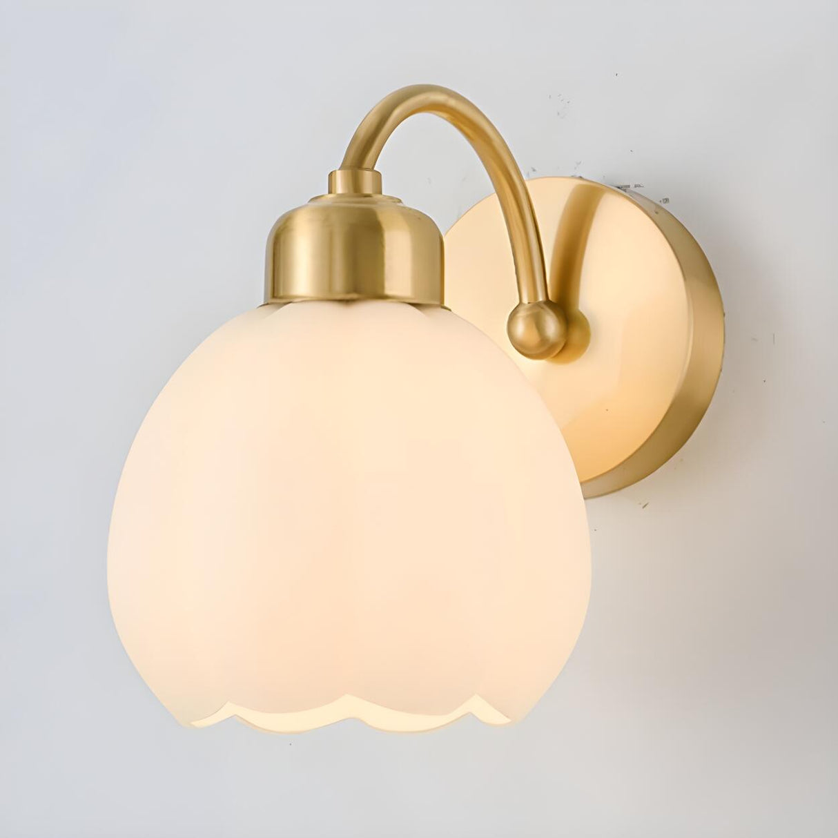 Exquisite Floral Glass Wall Light with Pull Chain Image - 9