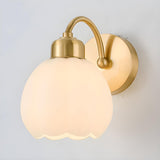 Exquisite Floral Glass Wall Light with Pull Chain Image - 9