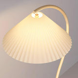 Exquisite Floral White Curved Metal LED Floor Lamp Image - 12