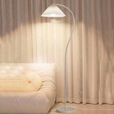 Exquisite Floral White Curved Metal LED Floor Lamp Image - 4