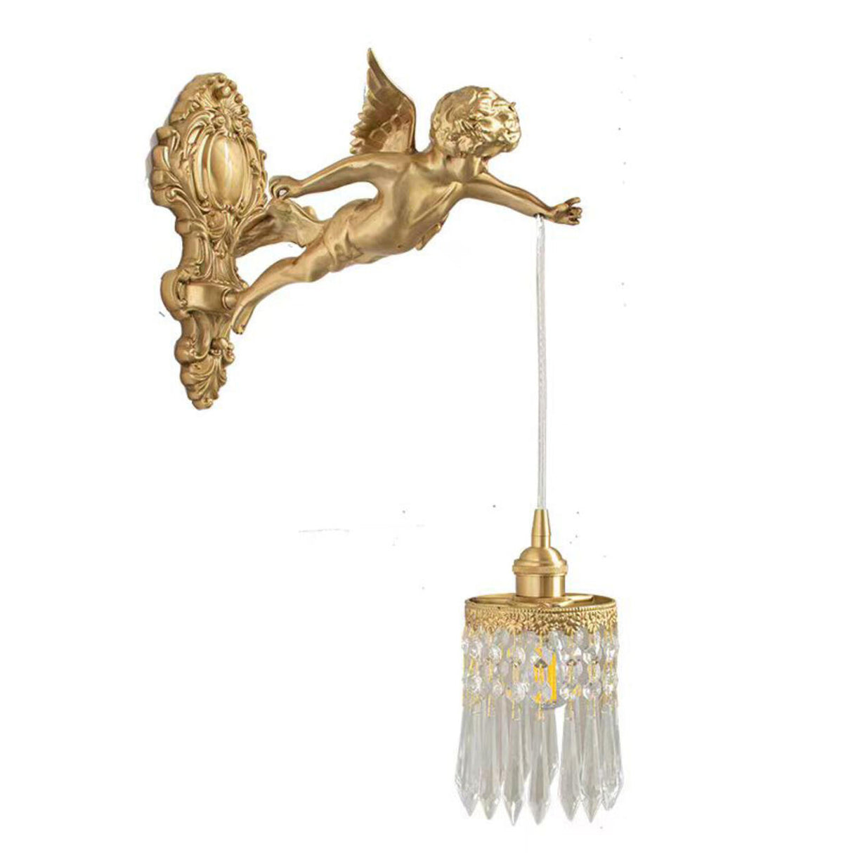 Exquisite Gold Angel Crystal Pendant Light Sconces Image - 2