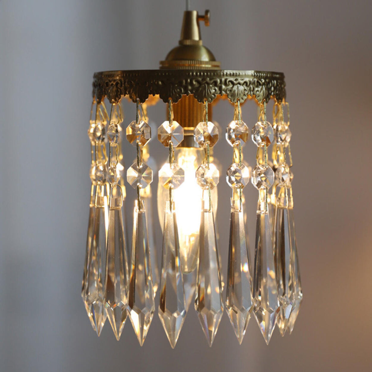 Exquisite Gold Angel Crystal Pendant Light Sconces Image - 4