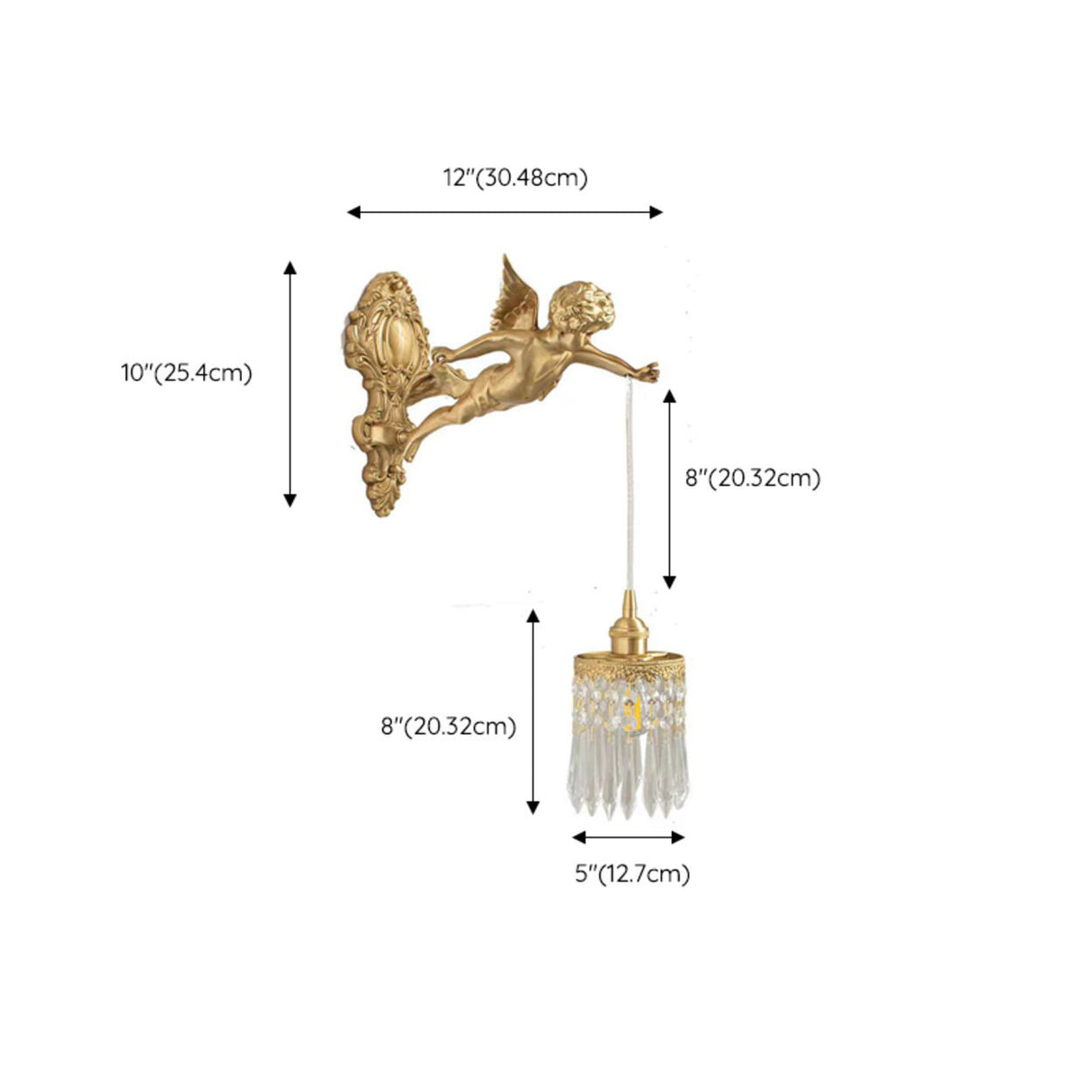 Exquisite Gold Angel Crystal Pendant Light Sconces 