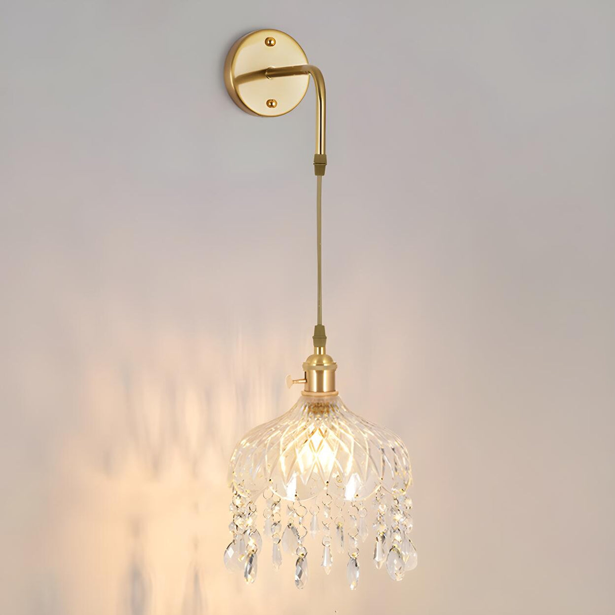 Exquisite Gold Crystal Hanging Pendant Wall Sconce Image - 11