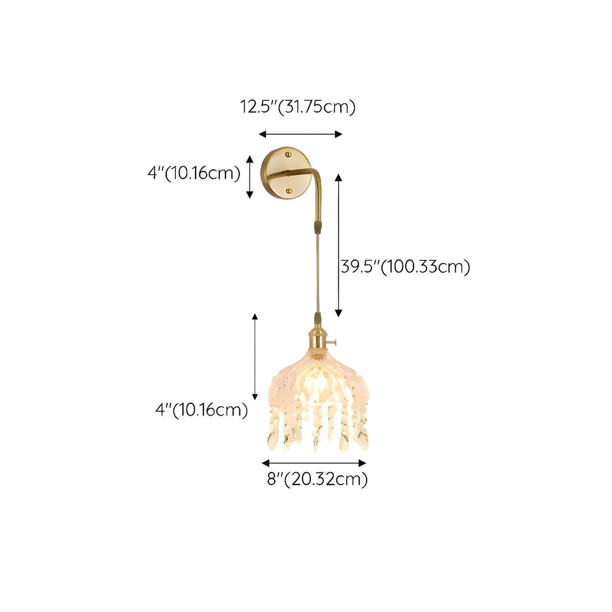 Exquisite Gold Crystal Hanging Pendant Wall Sconce 