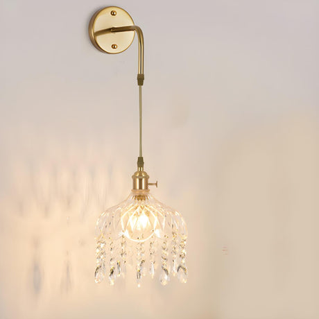 Exquisite Gold Crystal Hanging Pendant Wall Sconce Image - 2