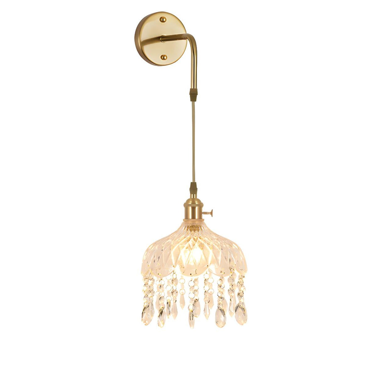 Exquisite Gold Crystal Hanging Pendant Wall Sconce Image - 7