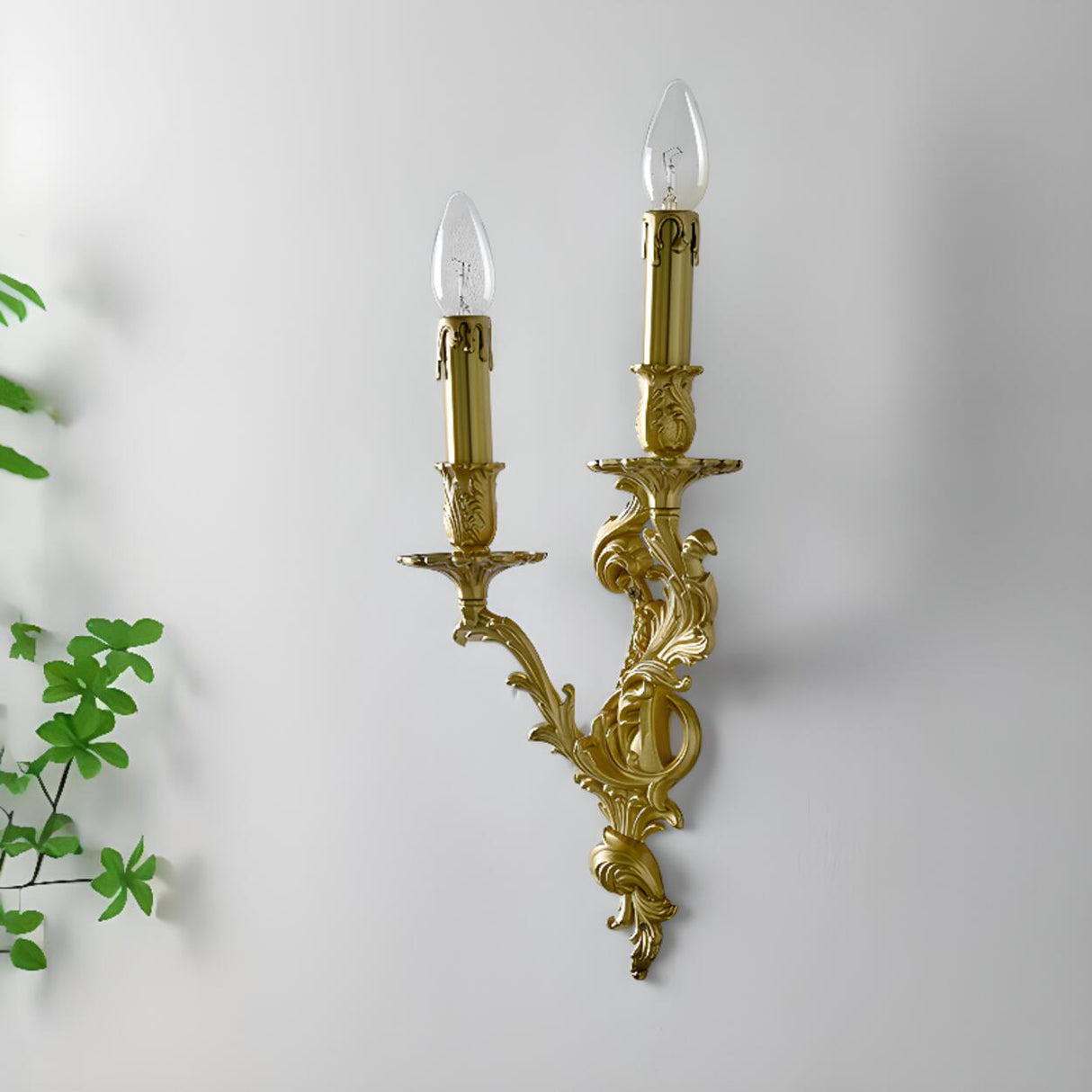 Exquisite Gold Metal Candle Wall Sconce Light Image - 14