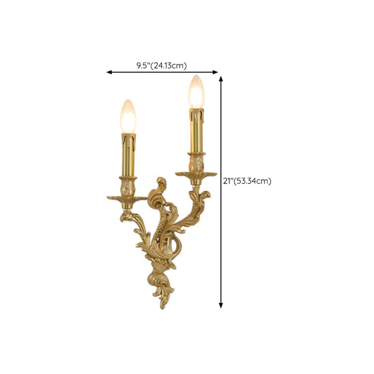 Exquisite Gold Metal Candle Wall Sconce Light 