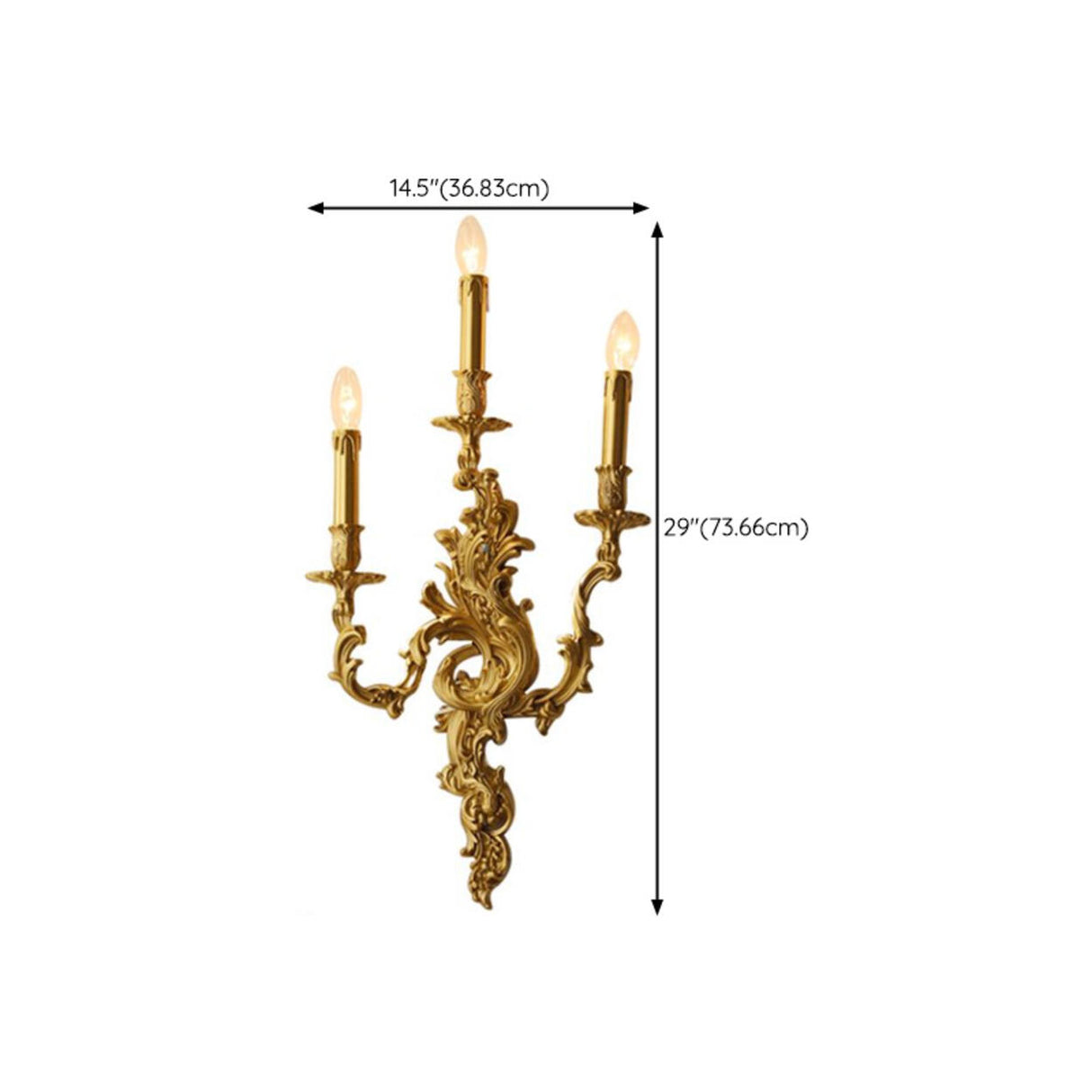 Exquisite Gold Metal Candle Wall Sconce Light Image - 16