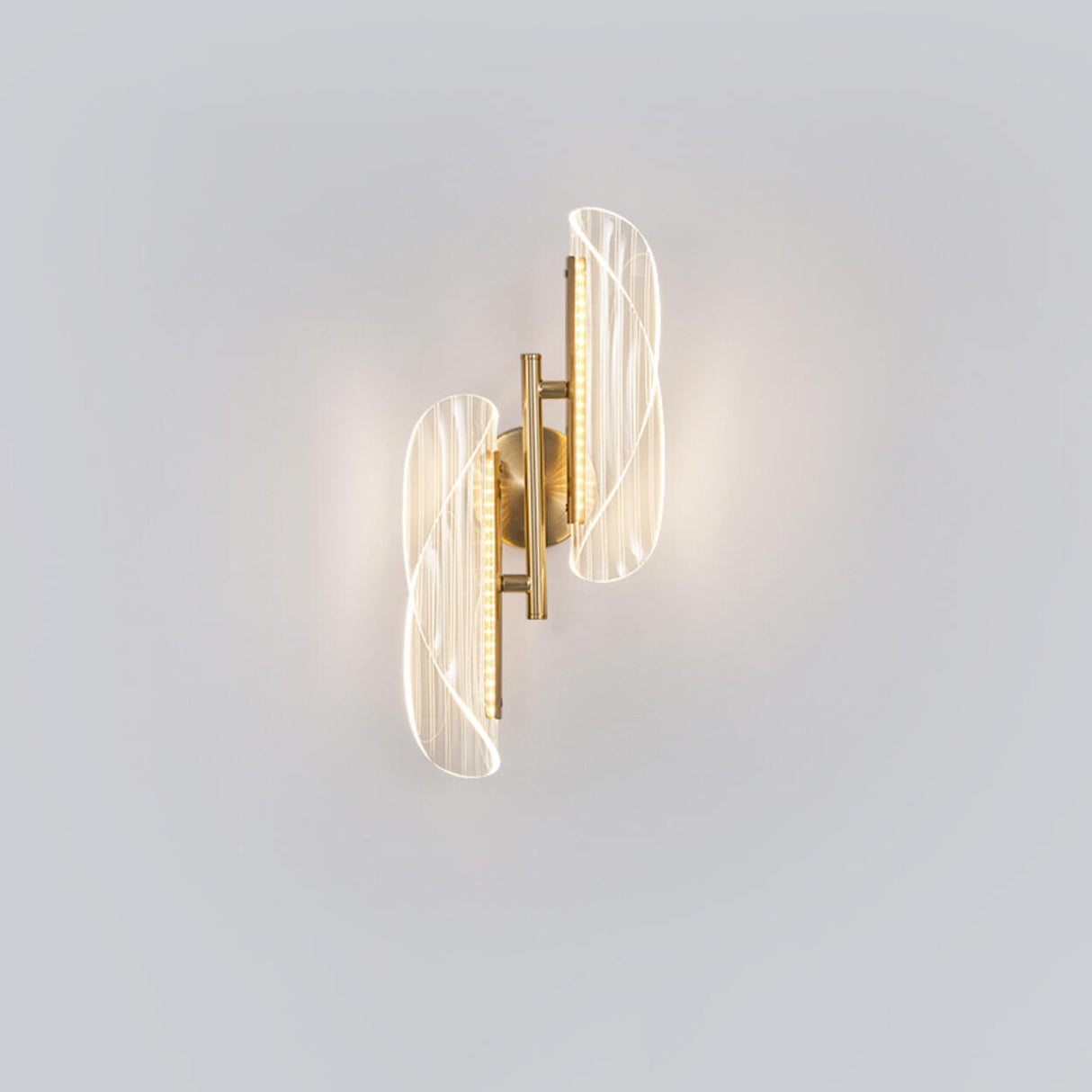 Exquisite Gold Metal Wavy LED Acrylic Wall Sconce Image - 11