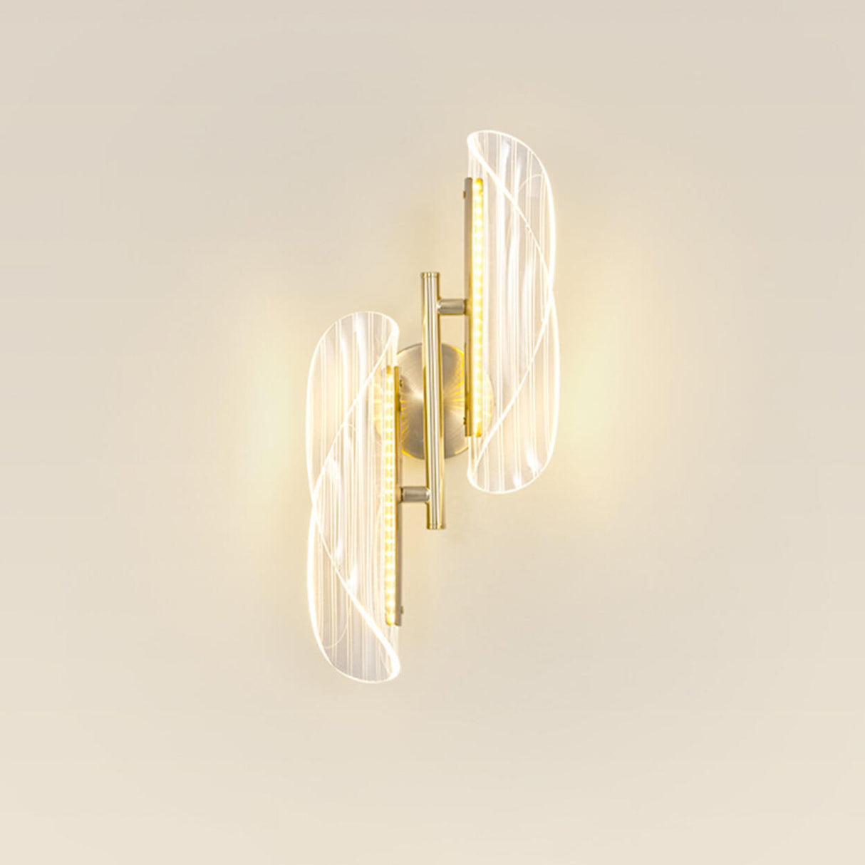 Exquisite Gold Metal Wavy LED Acrylic Wall Sconce Image - 12