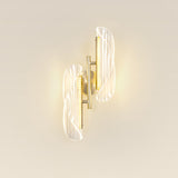 Exquisite Gold Metal Wavy LED Acrylic Wall Sconce Image - 12