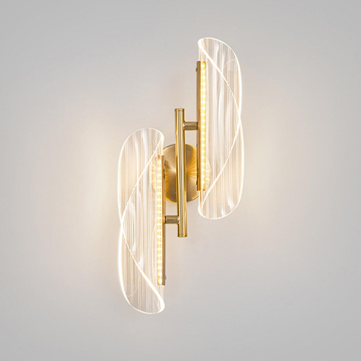 Exquisite Gold Metal Wavy LED Acrylic Wall Sconce Image - 14